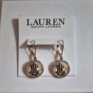 Lauren Ralph Lauren Gold and Silver Tone Logo Earrings